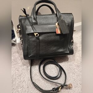 COACH Mini Riley Carryall, Two-tone Black And Snakeskin Bag